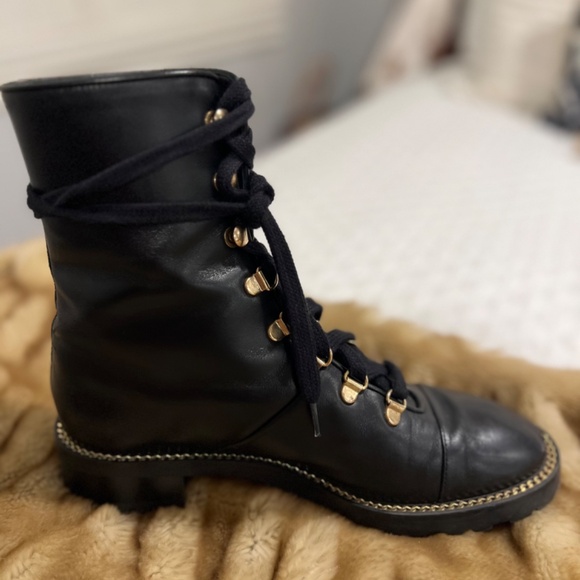 Stuart Weitzman Kolbie lace up black combat boots - Picture 7 of 9